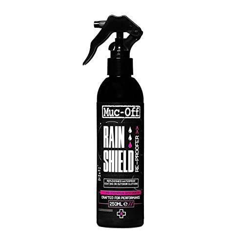 Muc-Off Rain Shield Re-Proofer, 250ml - Waterproofing Spray for Outdoor and Technical Clothing - DWR Reproofing Spray for Jackets and Coats