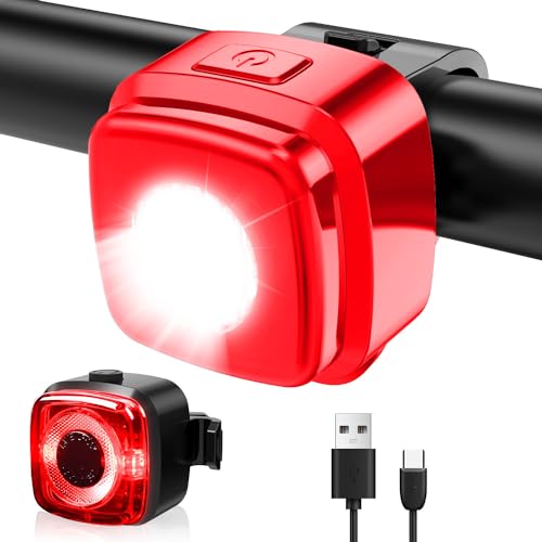 Antimi LED Bicycle Light set with 2 Light Modes, StVZO Approval, Front Light and Rear Light, IPX5 Rain and Shockproof 2600 mAh
