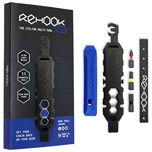 Rehook Plus - Lightweight Bike Multi-Tool for Cyclists. Includes Tyre Levers, Spoke Keys, Chain Tool Head, Wrench, Hex, Screwdriver