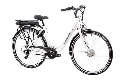 F.lli Schiano E-Moon 28',Women's Electric City Bicycle WIth 250W Motor And Removable 36V 13Ah Lithium Battery, Shimano 7 Speeds E-Bike, LED Display, In White