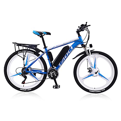 AKEZ 26' Electric Mountain Bikes for Adults,250W E-Bike for Men,Electric Bicycle All Terrain,36V 13Ah Removable Lithium Battery Road Ebike 21-speed 25km/h (blue)