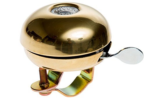 Crane Bell Riten Brass Bicycle Bell with Steel Band Mount - Gold