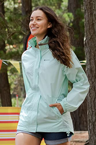 Mountain Warehouse Pakka Womens Waterproof Packable Jacket - Foldaway Hood Jacket, Ladies Coat, Lightweight Rain Jacket - For Spring Summer, Walking, Travelling Mint 10