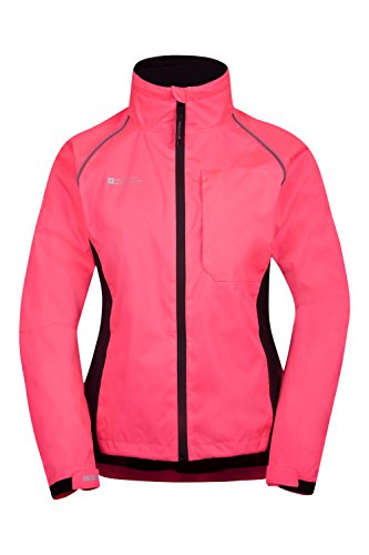 Mountain Warehouse Adrenaline Womens Waterproof Jacket - Breathable Ladies Coat, Taped Seams, Reflective Trims Rain Jacket - For Spring Summer, Cycling, Running Bright Pink 6