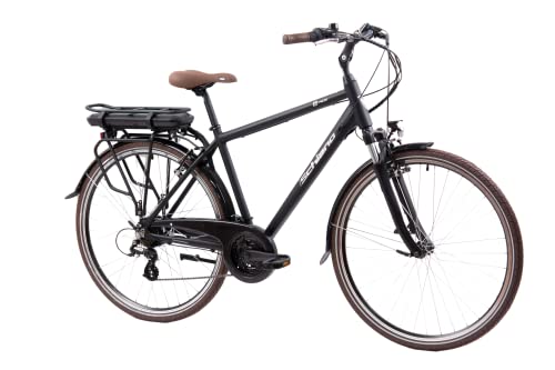 F.lli Schiano E-Ride 28' E-Bike, Men's Electric City Bicycle with 250W Motor and removable 36V 10.4Ah Lithium Battery, with 21 Speeds, in Black, Urban classic Style