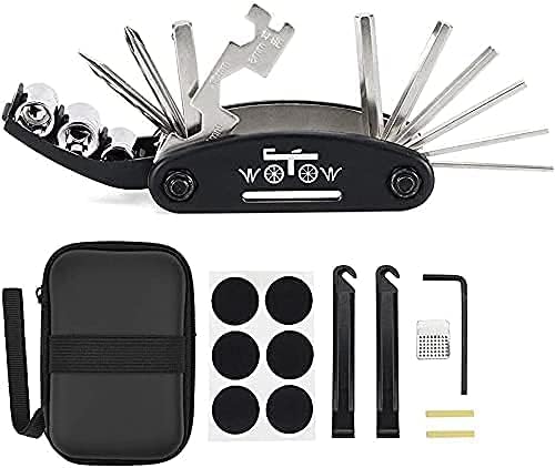 WOTOW 16 in 1 Multi-Function Bike Bicycle Repair Tool Kit Allen Wrench with Tire Pry Bars Rods