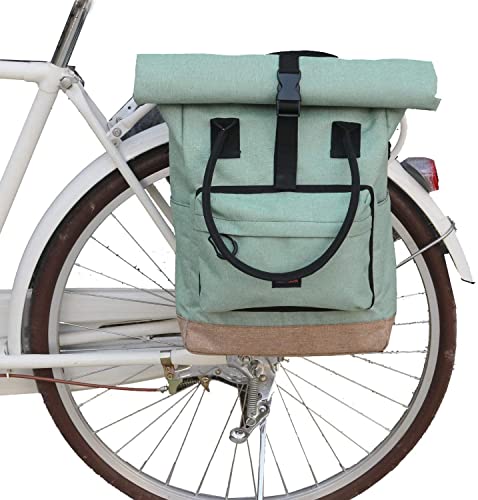 TOURBON Nylon Roll-Top Clip-On Market Shopper Bag Bicycle Backpack Shoulder Tote Bag