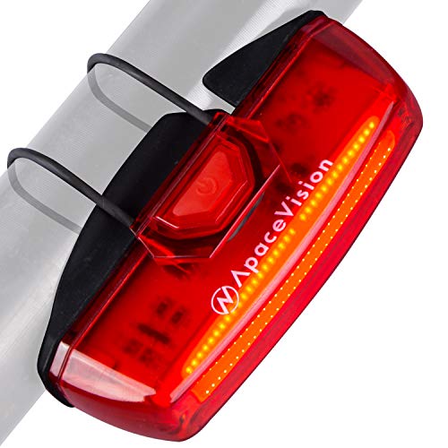 Rear Bike Light USB Rechargeable by Apace - Super Bright 100 Lumens LED Bicycle Tail Light Easily Clips on as a Red MTB Taillight for Optimum Cycling Safety