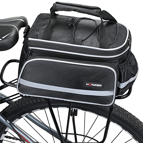 BAIGIO Bike Pannier Bag Waterproof Bicycle Rear Seat Trunk Panniers Extendable Cycle Storage Pouch with Shoulder Strap & Rain Cover