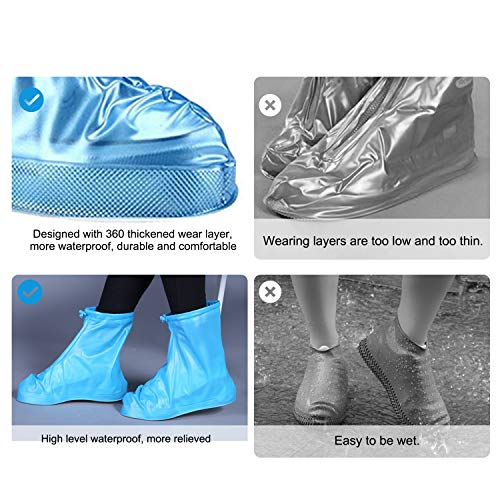 TAGVO cycling walking reusable waterproof overshoes, rain waterproof Slip-resistant shoe cover rain boots footwear cover protector with zip for Men Women Girls Boys kids