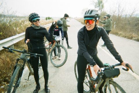 Cyclist wearing Rapha gear